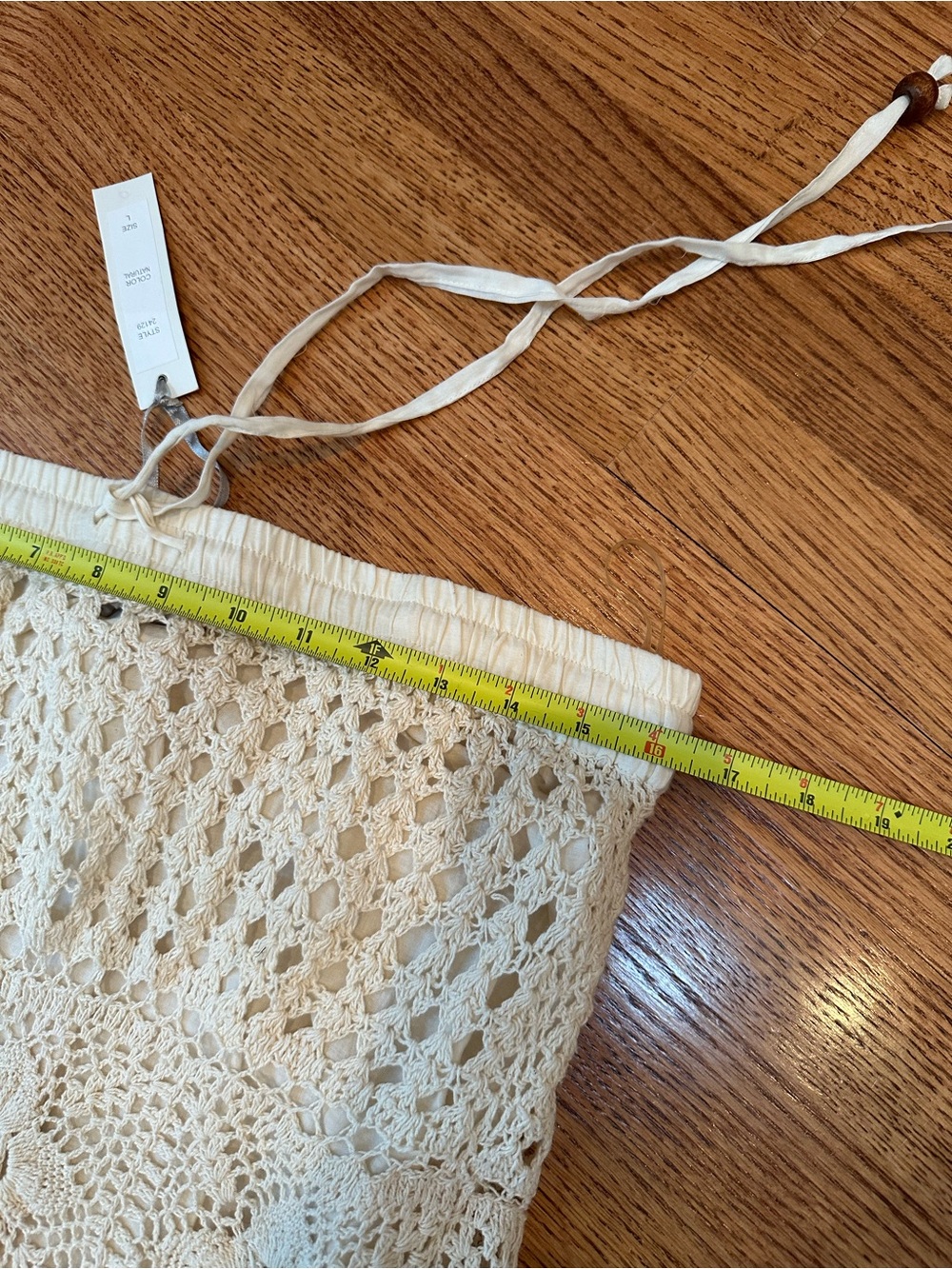 Lucky & Coco Womens Crochet Maxi Skirt L Ivory Drawstring Boho Grandmacore - Picture 11 of 11